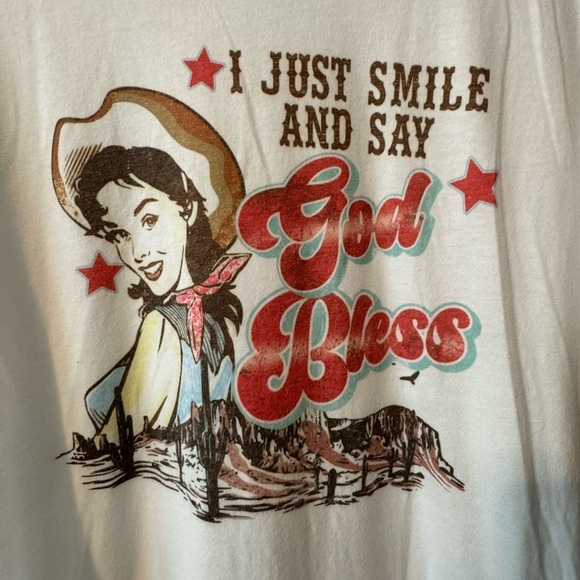 I JUST SMILE AND SAY GOD BLESS Western Tshirt Size Medium - Picture 1 of 6